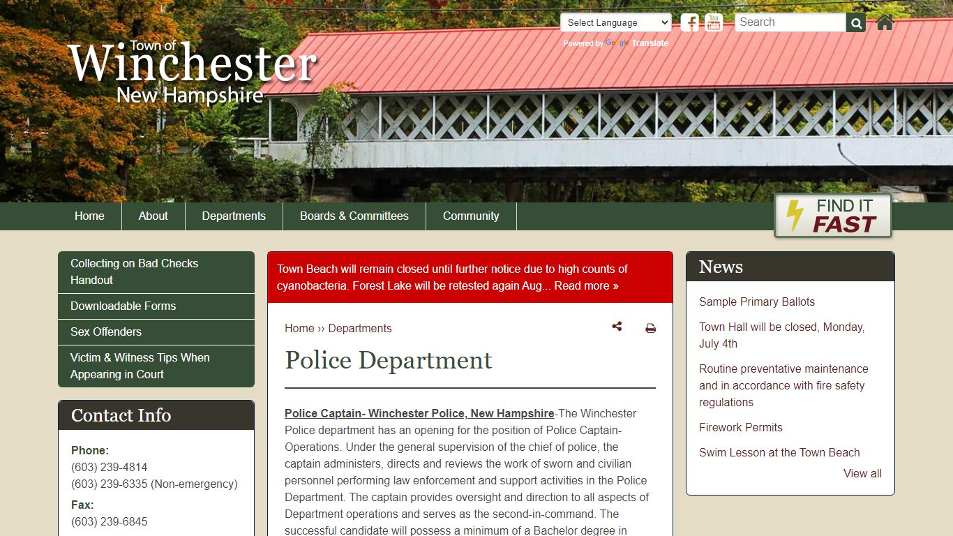 Police Department | Winchester, NH